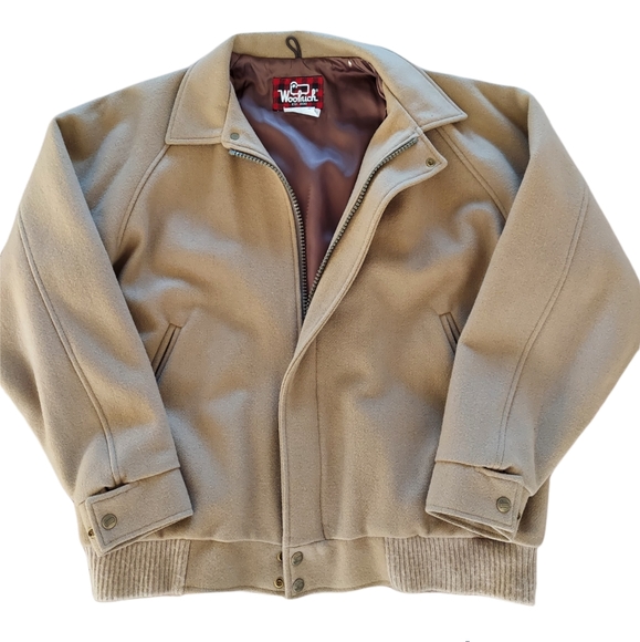 Woolrich Other - Vintage WOOLRICH Wool Coat Flight Jacket Tan Lined Large Made in USA Blouson EUC